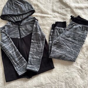 Gray and Black Hooded Tracksuit